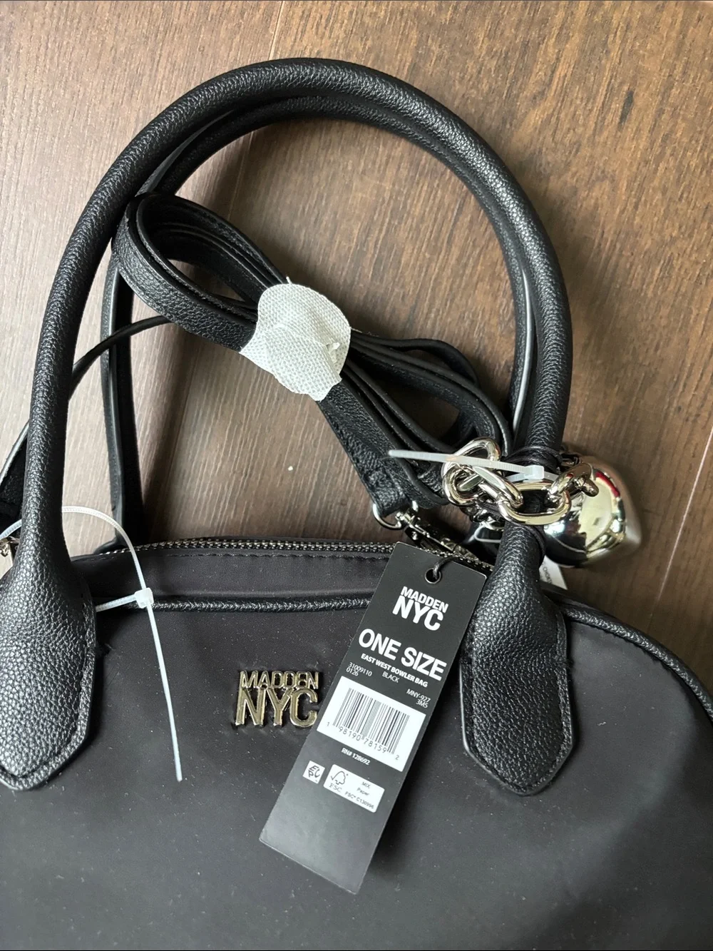 Black Dome Satchel with Heart Charm